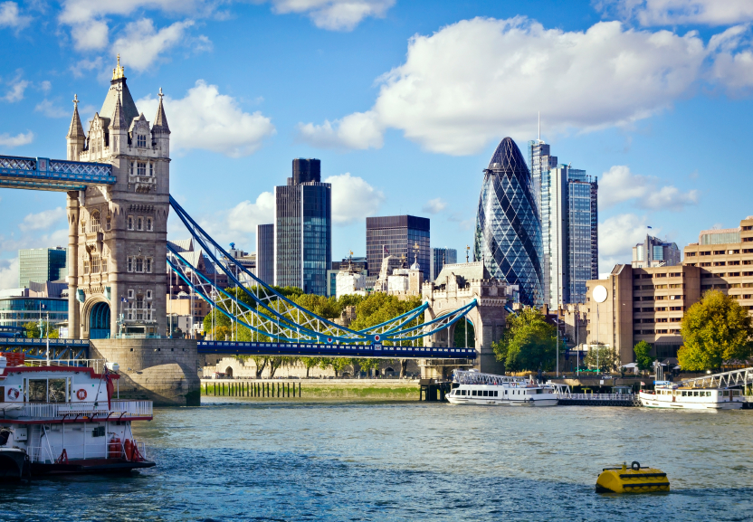 London skyline seen from the River Thames