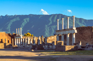 Blick auf Ruinen von Pompei